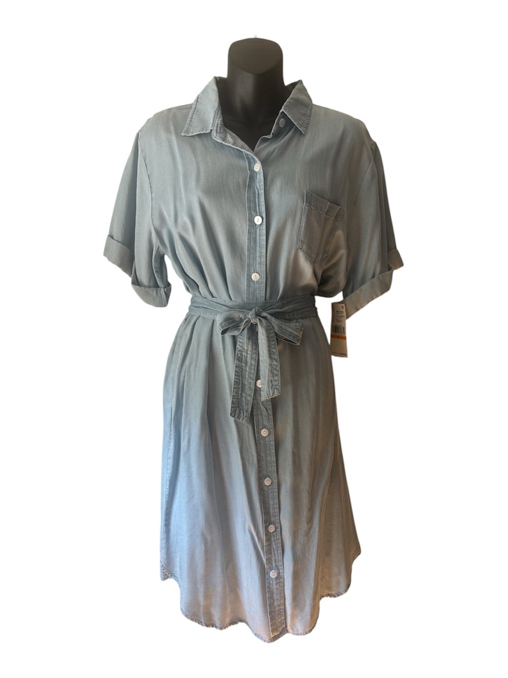 NWT Karen Kane Button-Front Light Blue Shirt Dress with Tie Waist Size S